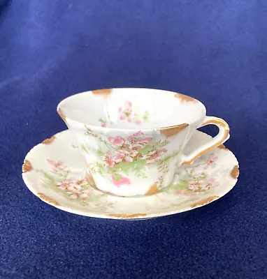 Schleiger 146 Haviland Limoges Gold Details Flat Cup Saucer Wm Alexander Troy NY • £22.19