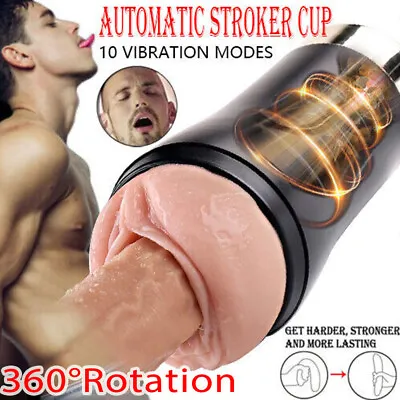 Automatic Handsfree Male Masturbator Cup Stroker Pocket Pussy For Men Sex Toy • $22.99