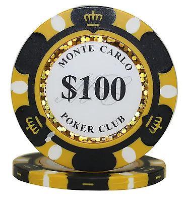50pcs 14g Monte Carlo Poker Club Casino Poker Chips $100 • $16.99