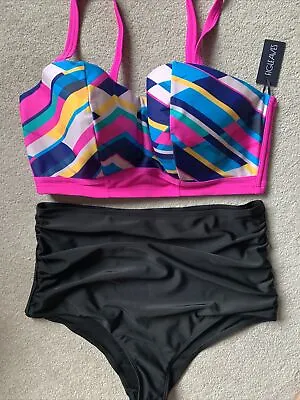 Figleaves Bondi Beach Underwired Bikini Top 32G 12/14 Bottoms New • £14