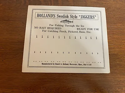 NOS Vintage Hollands Jiggers Worcester MA Fishing Lure Store Display Card • $14.99