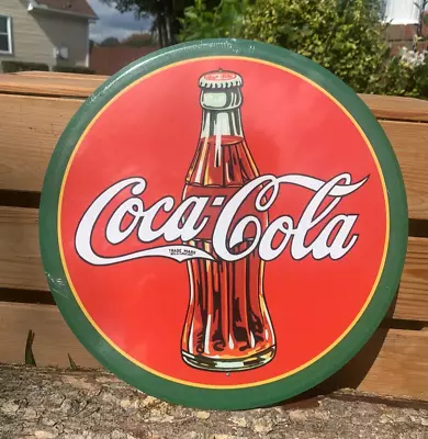 Vintage Coca Cola Sign Round Tin Metal Soda Pop Bottle Cap Advertising  • $16.95