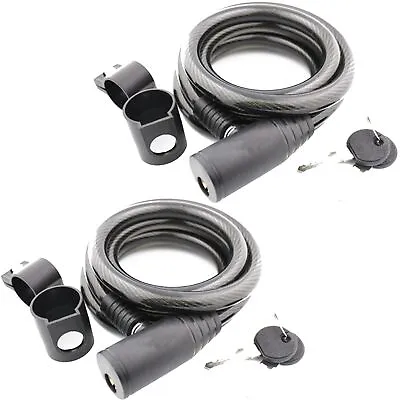 2x 72  Extra Long Heavy Duty 12mm Cable Coiling Keyed Bicycle Bike Lock (Black) • $19.69