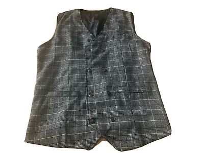 Showu Men's Classic Suit Vest Double Breasted Black And Plaid 2XL • $34.95