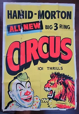 VINTAGE CIRCUS POSTER ~ Hamid Morton Circus 3 Sheet 41x60  Subway Original Rare~ • $167.88