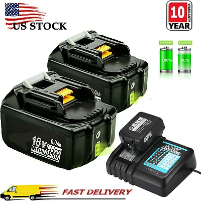 6.0Ah For MAKITA 18V LXT LITHIUM-ION Battery / Charger 18 Volt BL1860B-2 BL1850B • $43.16