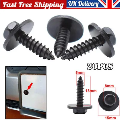 20 Pcs Black Self-tapping Screws With Captive Loose Washers 8mm Hex Head UK • £5.79