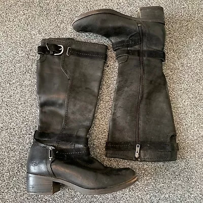 Ugg Australia Darcie Riding Boots Size 5.5 Black Knee High Suede Straps EU 38 • £49.99