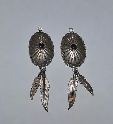 Vintage Southwestern Sterling Silver And Onyx Feather Earrings  • $29.99