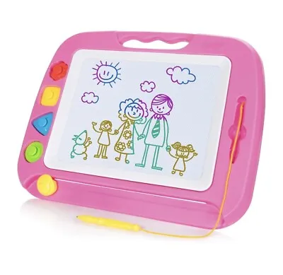 Large Magnetic Drawing Board - 4 Colors 42×33cm Doodle Pad With 4 Stamps#3 • £26.99