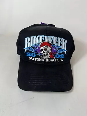 Bike Week Men Vintage Hat Black 2002 Daytona Beach FL Embroidered Snapback • $15