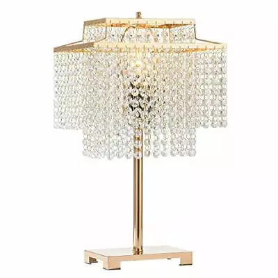Popity Home Gorgeous Double-Deck Bedside Crystal Table LampGold Desk Lamps Wi... • $58.19