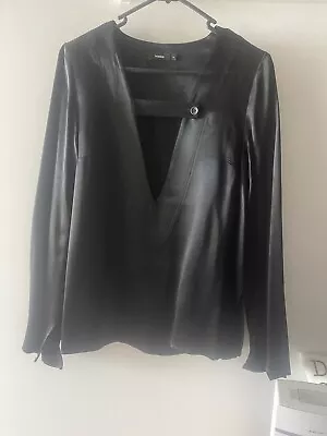 Bassike Black Satin Shirt - Size 1 • $40