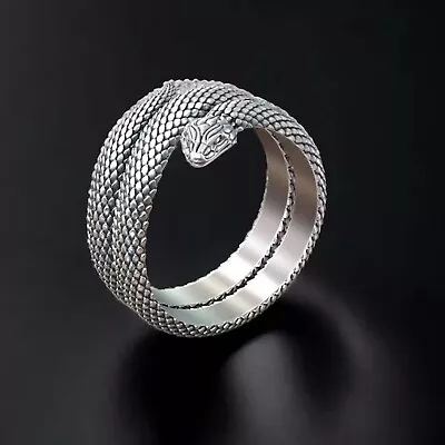 Unique 925 Silver Snake Band Oxidized Designer Bohemian Animal Band Ring For Men • $46.83