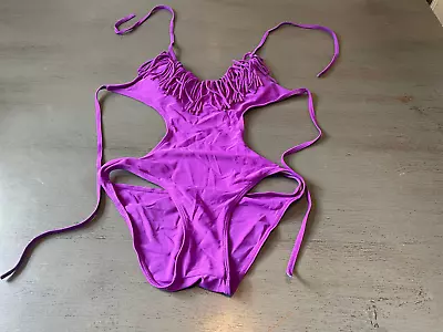 Purple Fringed APOLLO    One  Piece Swimsuit Bikini Size Small • $0.99