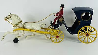 Antique Kenton Cast Iron Horse Drawn HANSOM CAB Toy Carriage With Driver 15 3/4  • $189.95