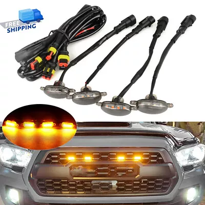 4x Raptor Style Smoked Lens Amber LED Front Grille Running Lights For Ford F150 • $11.64