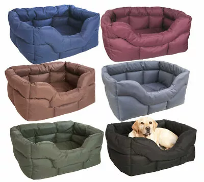 WATERPROOF DOG BEDS Heavy Duty Deep Fill Rectangular Cushioned Soft Basket Puppy • £149.99