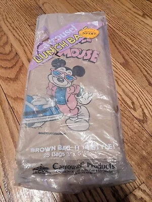 Vtg Mickey Mouse Brown Paper Lunch Bags  Disney Carrousel • $7.49