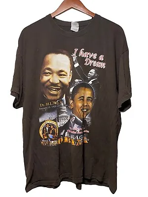 Vintage Martin Luther King T Shirt Mens XL Brown Barack Obama MLK Rap Tee • $24.04