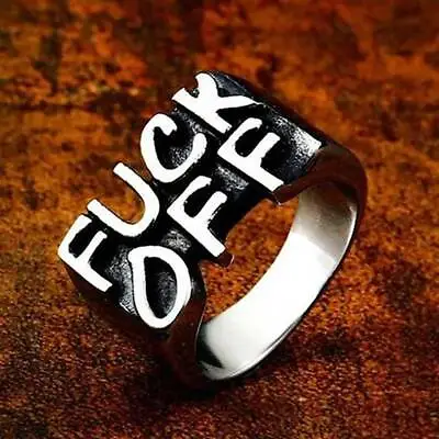 Punk Rock Domineering  FUCK/FUCK OFF  Finger Ring Men Women Jewelry Size 6-10 • $1.24