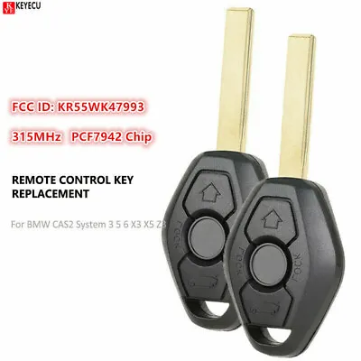 $20.61 • Buy 2x CAS2 Remote Key Fob 315MHz PCF7942 For BMW 3 5 7 Series E46 E60 E83 E53 E36