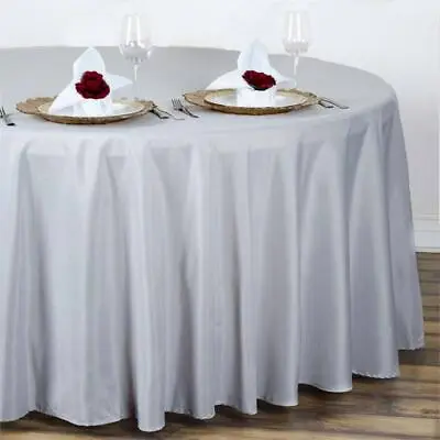 SILVER 108  ROUND POLYESTER TABLECLOTH Wedding Party Reception Light Gray • $10.24