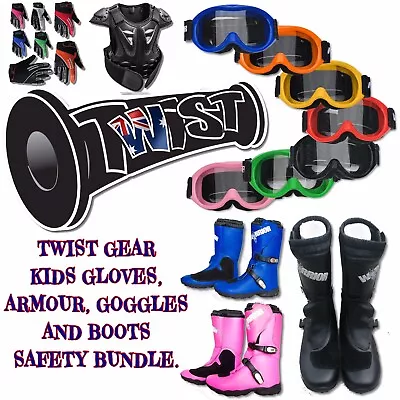 Peewee Kids Mx Jr Dirt Bike Goggles Gloves Body Armour Boots Pink Extra Small • $399