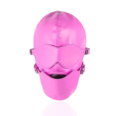  Leather Full Head Hood Headgear With Mouth Gag Ball Eye Mask Bondage Harness • $32.90