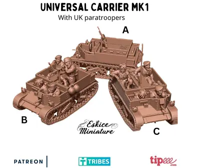 £106.45 • Buy Eskice Miniatures WW2 Universal Carrier MK1 & British Paratroopers 15 20 28mm 54