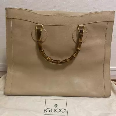 GUCCI Bamboo Handbag White Beige Leather USED Auth Unisex Used JPN • $132.61