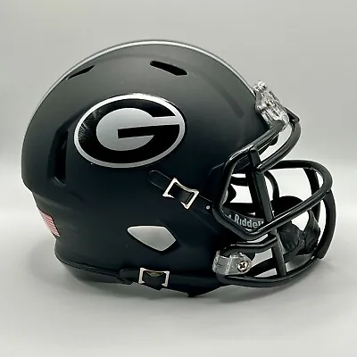 Green Bay Packers CUSTOM Matte Black - Metallic Silver Mini Football Helmet • $65