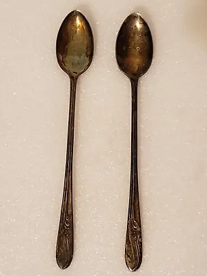 Lot Of 2 H &T MFG Co 7 3/4 Inches Long Ice Tea Spoon Silver Plate • $12.95