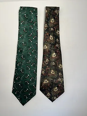 Lot Of 2 Mickey Mouse Ties Mens Christmas Paisley Disney World Albeari • $13.95