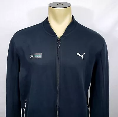 Mens PUMA Mercedes AMG Petronas F1 Racing Team Blue Zip-up Sweatshirt Jacket XL • $34.95