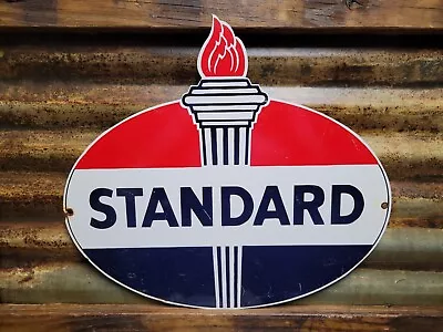 Vintage Standard Oil Sign Torch Motor Lube Gas Station Service Garage Amoco Fuel • $259.95