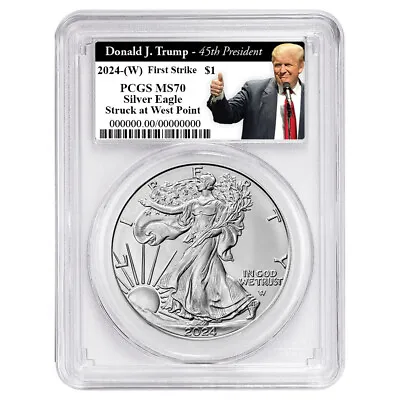 2024 (W) $1 American Silver Eagle PCGS MS70 FS Trump 45th President Label • $57