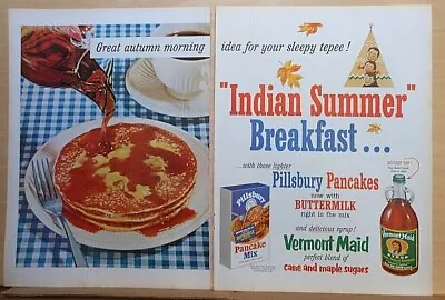 1956 Magazine Ad For Vermont Maid & Pillsbury - Indian Summer Pancake Breakfast  • $3.46