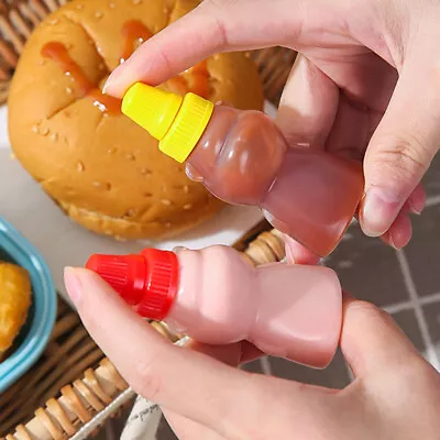 2Pcs Mini Condiment Squeeze Bottle Salad Dressing Ketchup Squeeze Jar Dispens-wq • £4.10