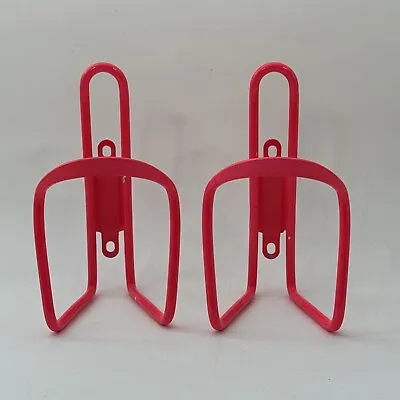 Vintage Water Bottle Cages Pair Bright Pink Alloy Road Light 2 A12 • $23.99