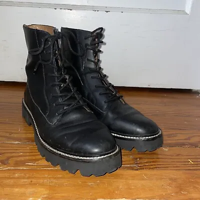 Madewell Women's Shoe Size 9 Black Leather The Citywalk Lugsole Lace-Up Boots • $35