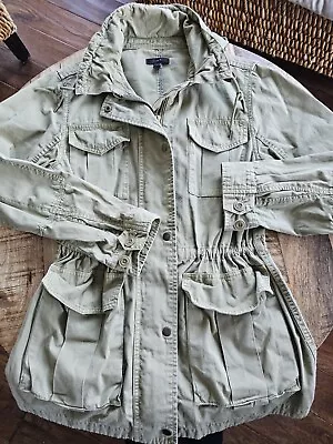 J. Crew Women's Field Utility/Military Style Jacket Hooded Size Medium Tan • $22.06