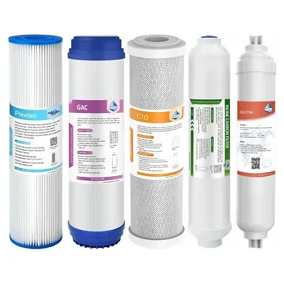6 Stage Reverse Osmosis Pleated Sediment Carbon Alkaline Water Filter Cartridges • $25.99