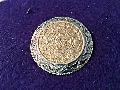 Mayan Calender Brooch With 14 K Center Portion • $115