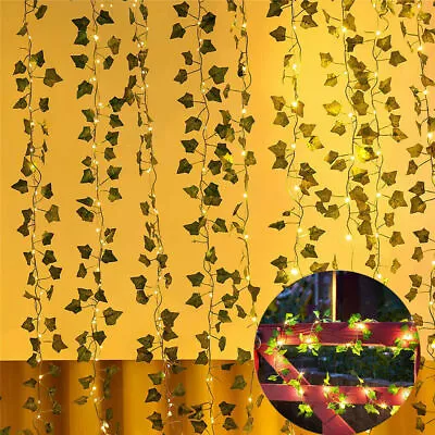 $12.99 • Buy 2m Artificial Ivy Vines Garland Fake Plant With 100LED Fairy String Lights Decor