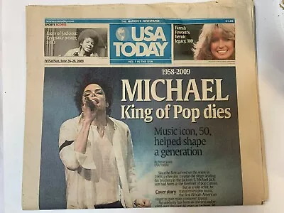 MICHAEL JACKSON King Of Pop Dead 2009 USA TODAY Newspaper TRIBUTE Farrah Fawcett • $18.99