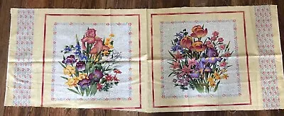 Iris Daffodil SpringFlowers Fabric Panel 35 .x17  Cotton = 2  16  Pillows • $3.50