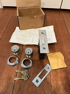 Vintage Lockwood Double Cylinder Mortise Door Lock W Keys US26D Satin Chrome NOS • $99