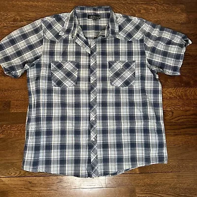 Bullhead Pearl Snap Mens Short Sleeve Size XXL  Blue/white Western/rodeo • $12