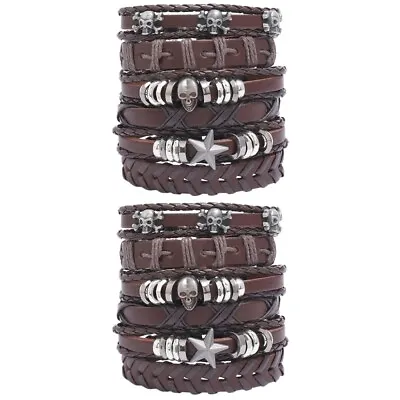 12 Pcs Braided Bracelet Alloy For Women Cuff Rock Wide Strap • £13.45